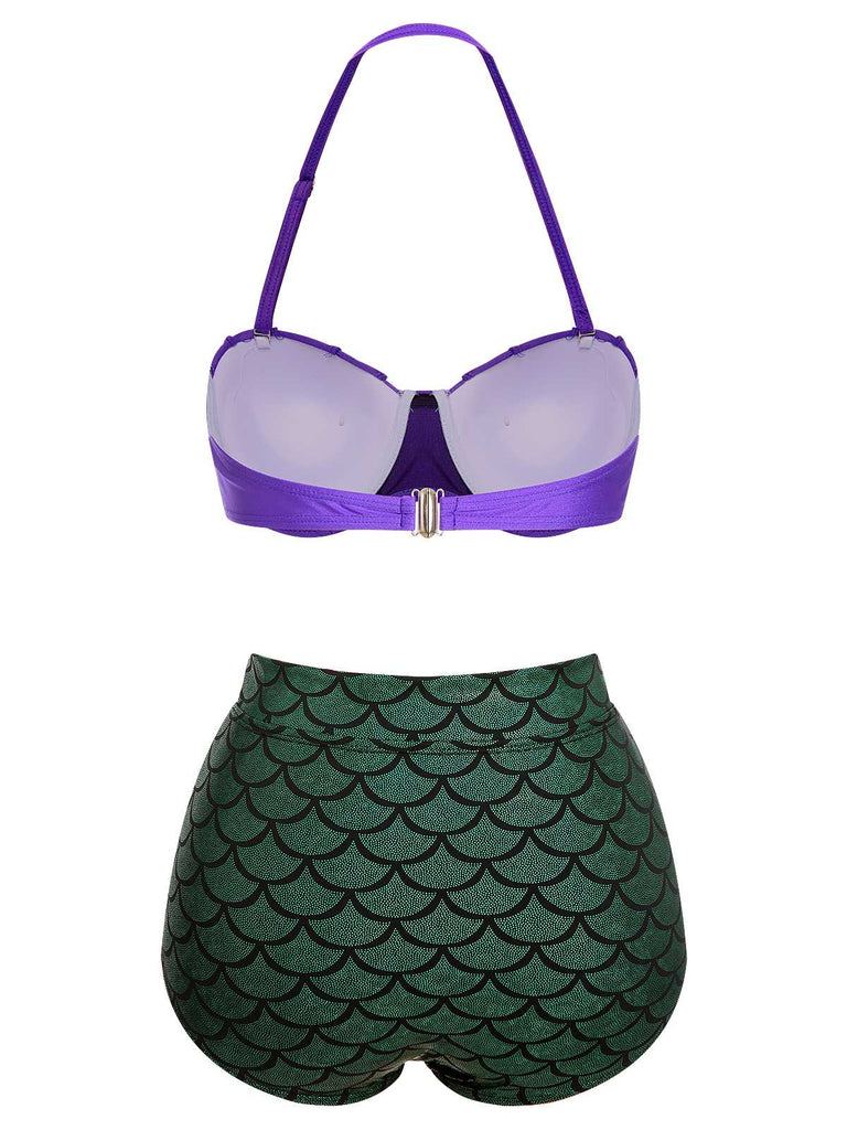 1950s Halter Mermaid Scales Swimsuit, vintage swimsuit, pin-up swimwear - perfect for women who love vintage and retro fashion