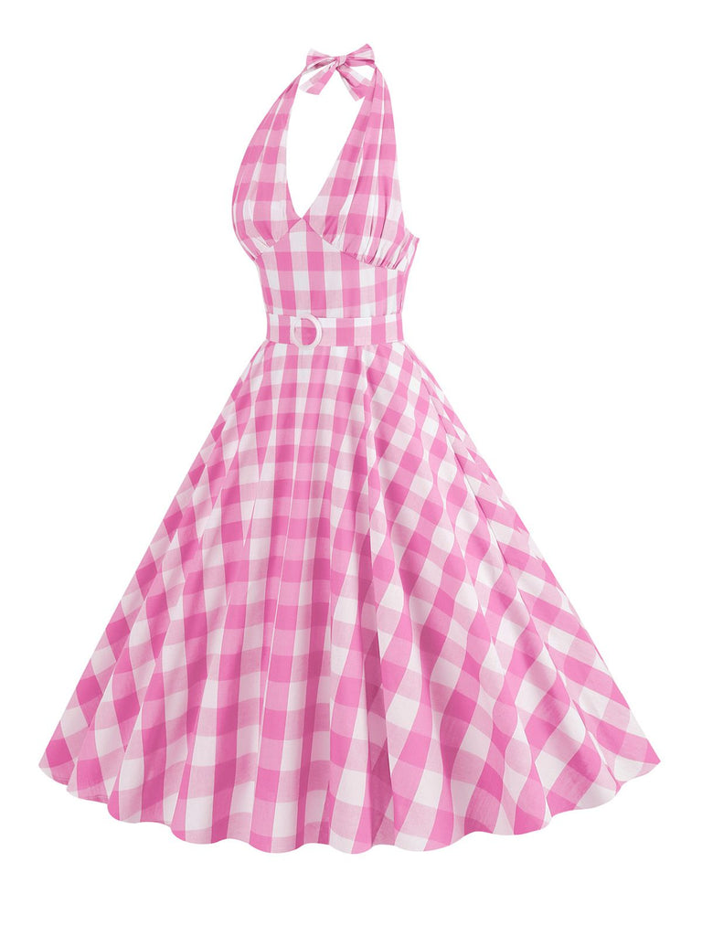 1950s Halter Plaid Belted Swing Dress — vintage elegance for the modern woman