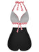 This 1950s Halter Plaids Lace-Up High Waisted Swimsuit carries 1950s vacation dreams in every stitch