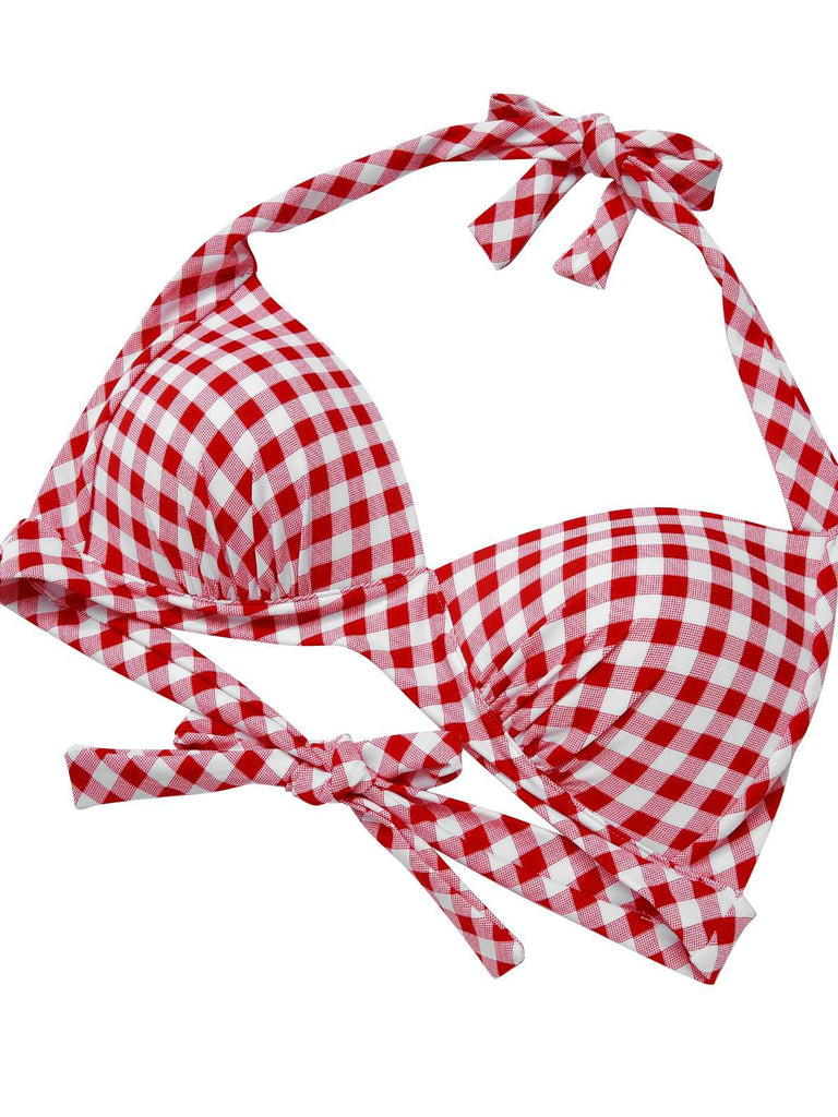 1950s Halter Plaids Lace-Up High Waisted Swimsuit — because 1950s glamour never goes out of style