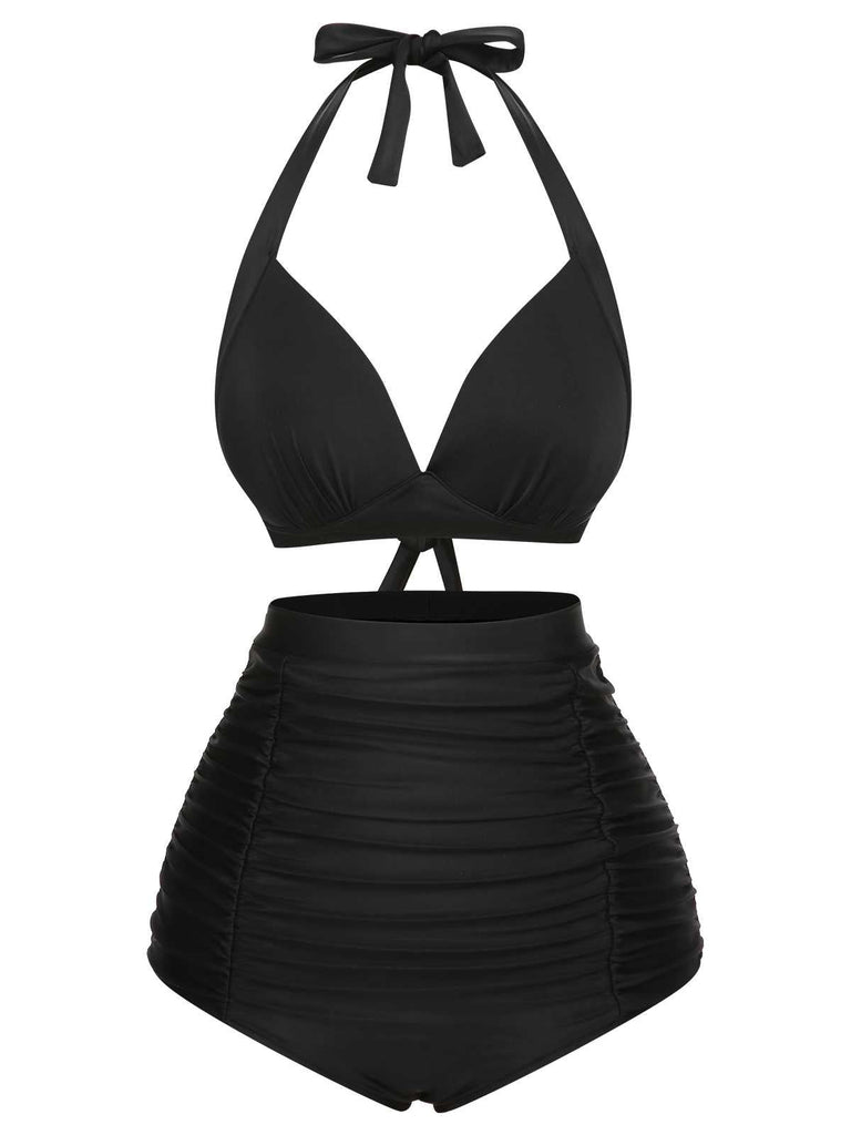 1950s Halter Plaids Lace-Up High Waisted Swimsuit — because 1950s glamour never goes out of style