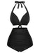 1950s Halter Plaids Lace-Up High Waisted Swimsuit — because 1950s glamour never goes out of style