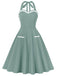 1950s Halter Pockets Backless Swing Dress — a 1950s silhouette that turns sidewalks into runways