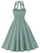 She slips into this 1950s Halter Pockets Backless Swing Dress and suddenly it's a 1950s daydream