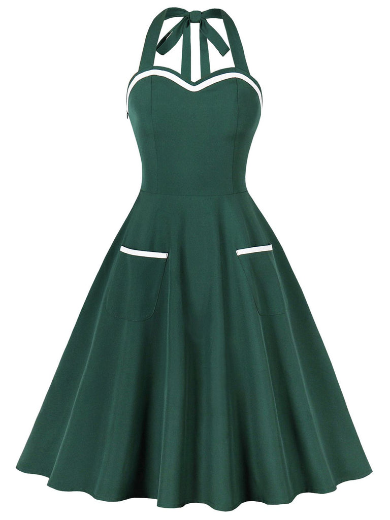 1950s Halter Pockets Backless Swing Dress — the kind of 1950s dress that makes strangers smile
