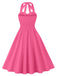 This 1950s Halter Pockets Backless Swing Dress wraps her in 1950s elegance, one twirl at a time