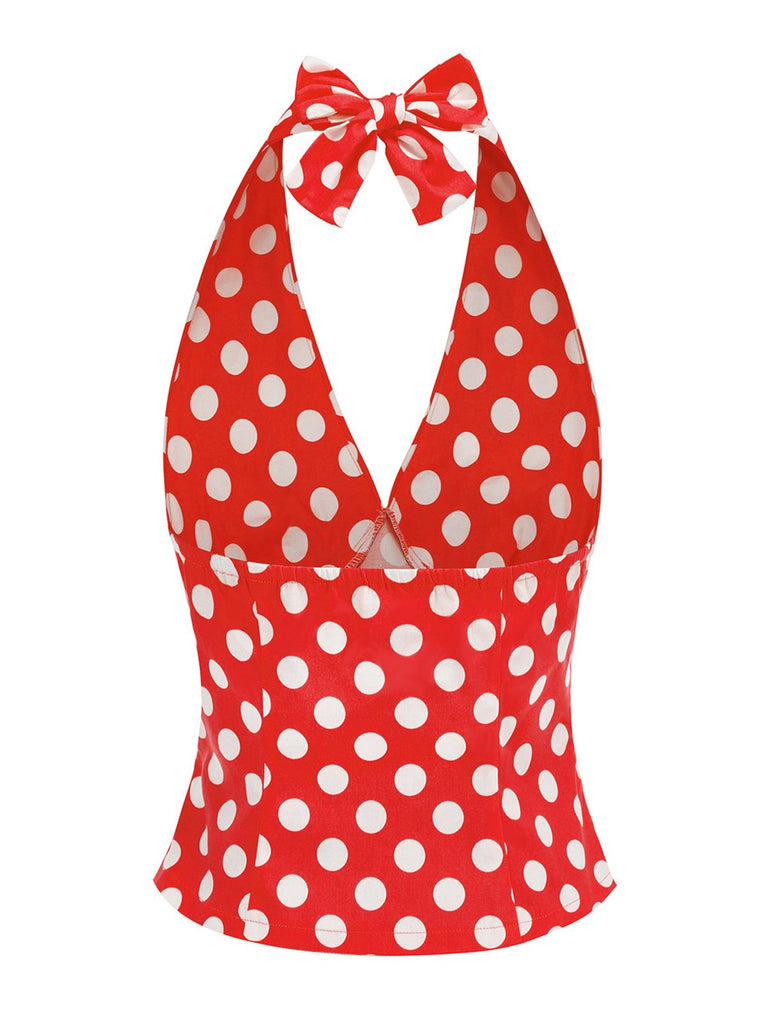 1950s Halter Polka Dots Backless Top - vintage fashion, retro style