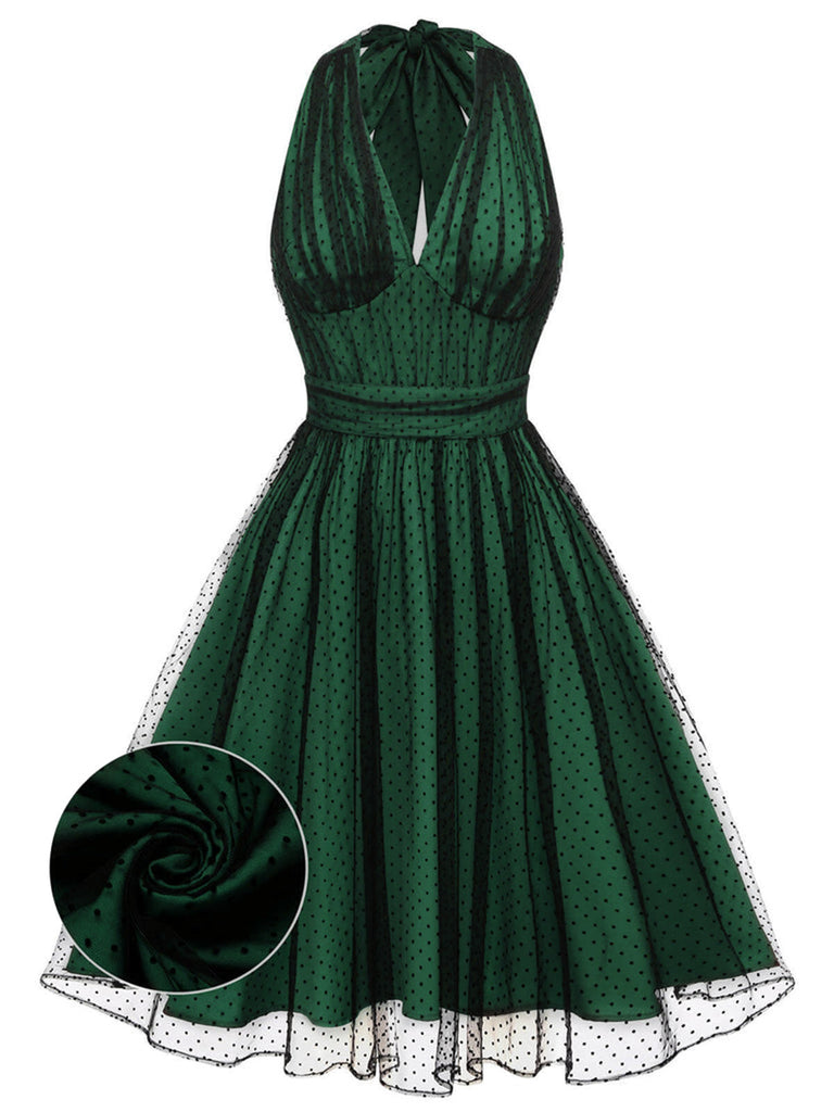 1950s Halter Polka Dots Mesh Dress: timeless style reimagined