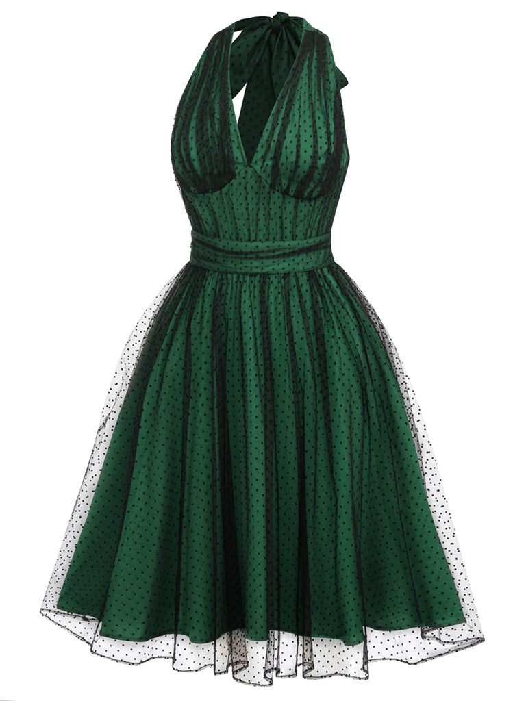 1950s Halter Polka Dots Mesh Dress: timeless style reimagined