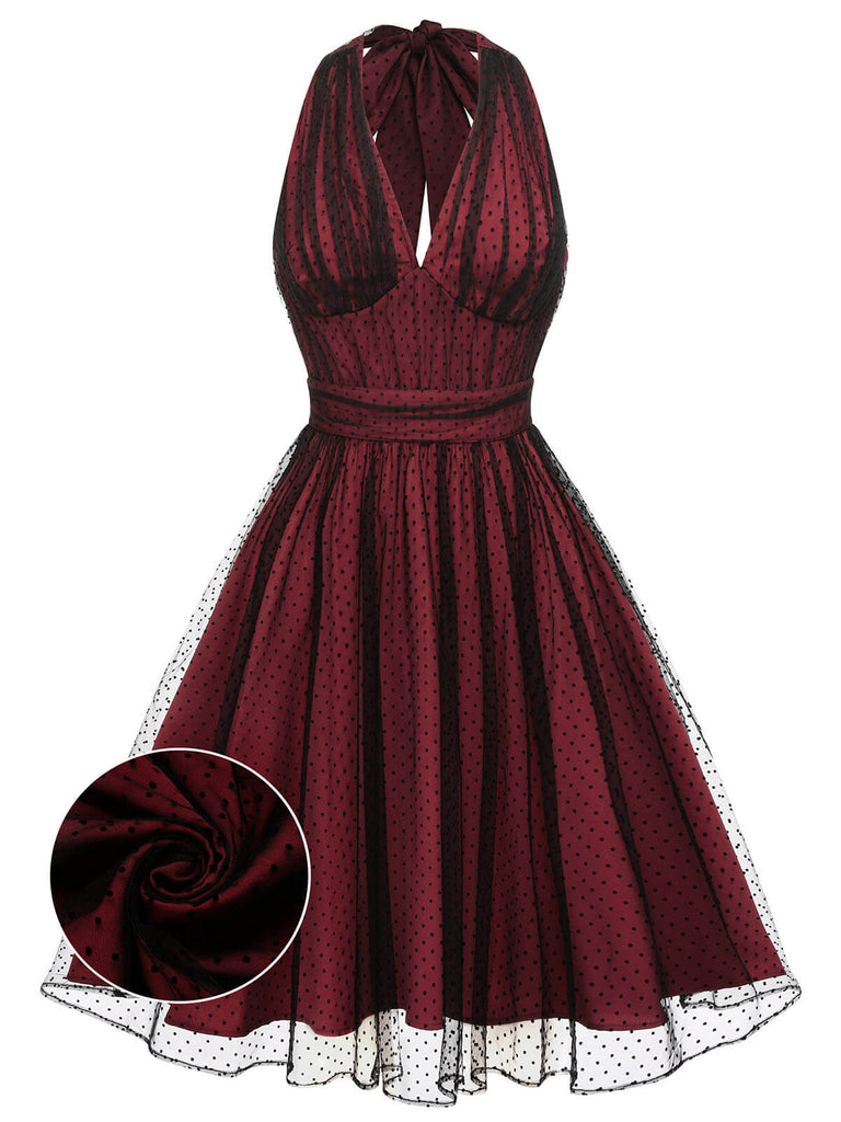 1950s Halter Polka Dots Mesh Dress: timeless style reimagined