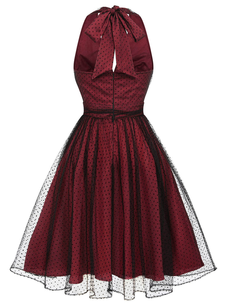 1950s Halter Polka Dots Mesh Dress: timeless style reimagined