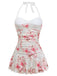 1950s Halter Roses Ruched Tummy Control Swimdress - vintage dress, retro fashion, rockabilly