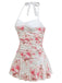 1950s Halter Roses Ruched Tummy Control Swimdress - vintage dress, retro fashion, rockabilly