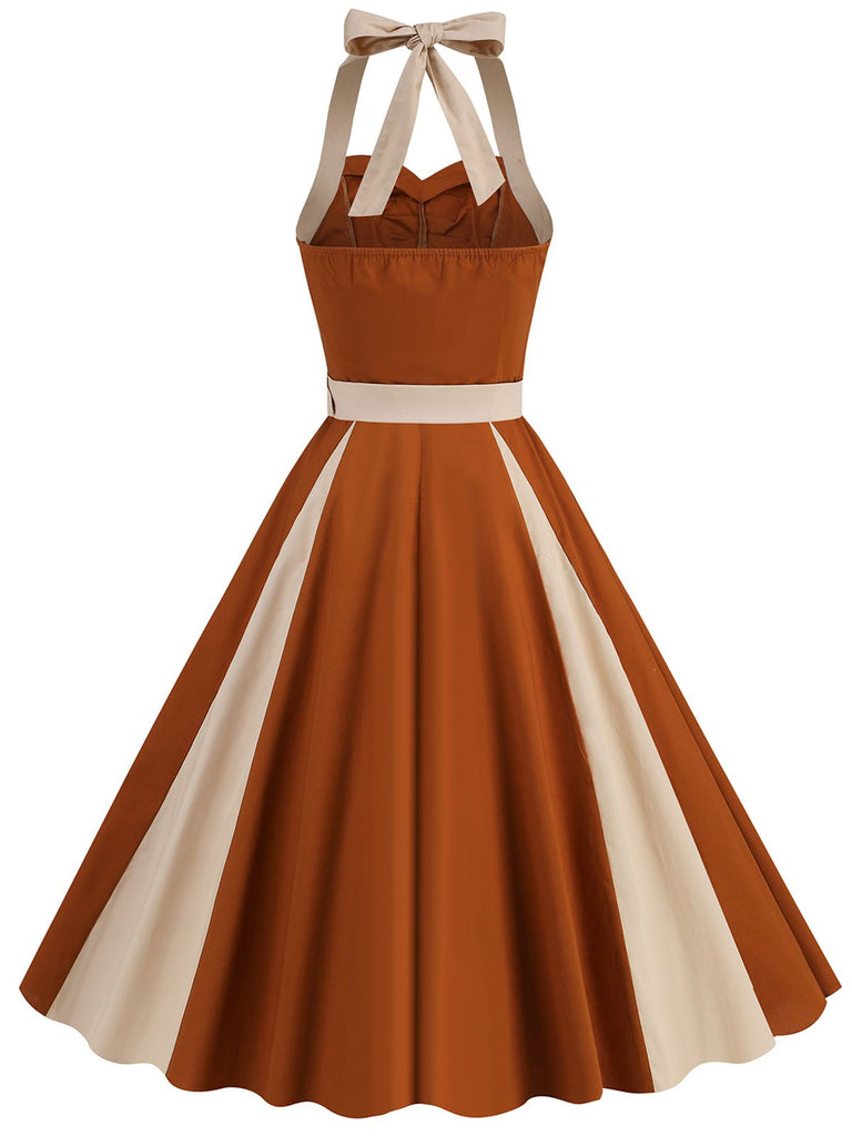 1950s Halter Solid Color Block Belt Dress, vintage dress, retro fashion, rockabilly, pin-up fashion - perfect for women who love vintage and retro fashion