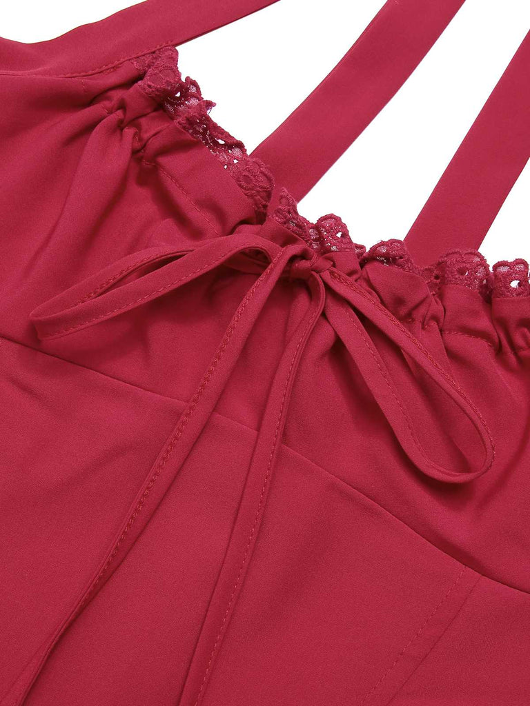 This 1950s Halter Solid Swing Corset Dress wraps her in 1950s elegance, one twirl at a time
