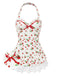 1950s Halter Strawberry Lace Bow Swimdress - vintage dress, retro fashion, rockabilly