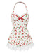 1950s Halter Strawberry Lace Bow Swimdress - vintage dress, retro fashion, rockabilly