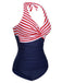 1950s Halter Stripes One-Piece Swimsuit - vintage swimsuit, pin-up style