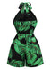 1950s Halter Tropical Palm-Leaf Romper - vintage jumpsuit, retro fashion