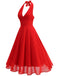 1950s Halter V-Neck Mesh Backless Dress - vintage dress, retro fashion, rockabilly