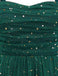 Green 1950s Glitter Shoulder Tie Ruched Dress - vintage dress, retro fashion, rockabilly