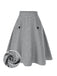 1950s High-Waist Plaids Button Pocket Skirt - vintage skirt, retro style