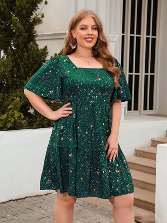She slips into this 1950s Hot Stamping Stars Square Neck Dress and suddenly it's a 1950s daydream