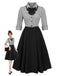 1950s Houndstooth Detachable Bow Collar Dress, vintage dress, retro fashion, rockabilly, pin-up fashion - perfect for women who love vintage and retro fashion