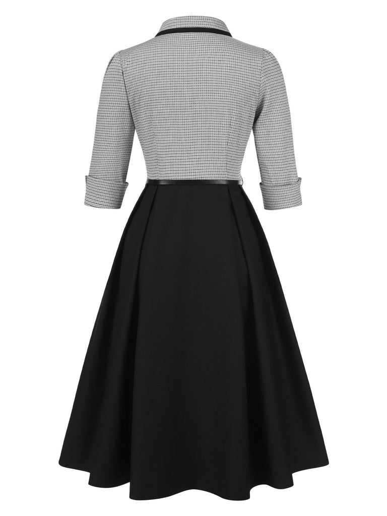 1950s Houndstooth Detachable Bow Collar Dress, vintage dress, retro fashion, rockabilly, pin-up fashion - perfect for women who love vintage and retro fashion