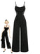 Black 1950s Cowl Neck Sheer Lace Patchwork Solid Jumpsuit - vintage jumpsuit, retro fashion, classic black