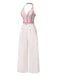 1950s Halter Starfish Colorful Stripes Belted Jumpsuit - vintage jumpsuit, retro fashion