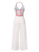 1950s Halter Starfish Colorful Stripes Belted Jumpsuit - vintage jumpsuit, retro fashion