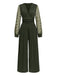Olive Green 1950s V-Neck Sheer Polka Dot Sleeve Jumpsuit - vintage jumpsuit, retro fashion