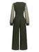 Olive Green 1950s V-Neck Sheer Polka Dot Sleeve Jumpsuit - vintage jumpsuit, retro fashion