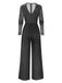 1950s Solid Deep V-Neck Ruffled Sheer Sleeve Jumpsuit - vintage jumpsuit, retro fashion