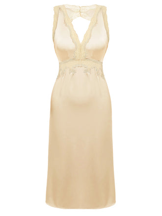 1950s Lace Backless V-Neck Satin Sleepwear: timeless style reimagined