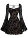 1950s Lace Floral Bishop Sleeves Dress - vintage dress, retro fashion, rockabilly