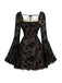 1950s Lace Floral Bishop Sleeves Dress - vintage dress, retro fashion, rockabilly
