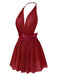 This 1950s Lace Mesh Deep V-Neck Halter Nightgown wraps her in 1950s elegance, one twirl at a time