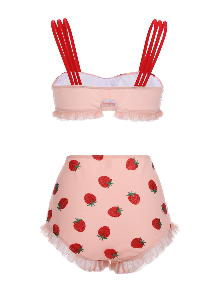 1950s Lace Strawberry Cami Tankini Set - vintage fashion, retro style