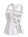 1950s Lace-Trim Bows Pleated Babydoll Top, vintage top, retro blouse - perfect for women who love vintage and retro fashion