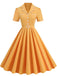 She slips into this 1950s Lapel Belted Solid Dress and suddenly it's a 1950s daydream