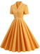 1950s Lapel Belted Solid Dress: where 1950s romance meets her modern spirit