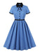 This 1950s Lapel Colorblock Swing Shirt Dress wraps her in 1950s elegance, one twirl at a time