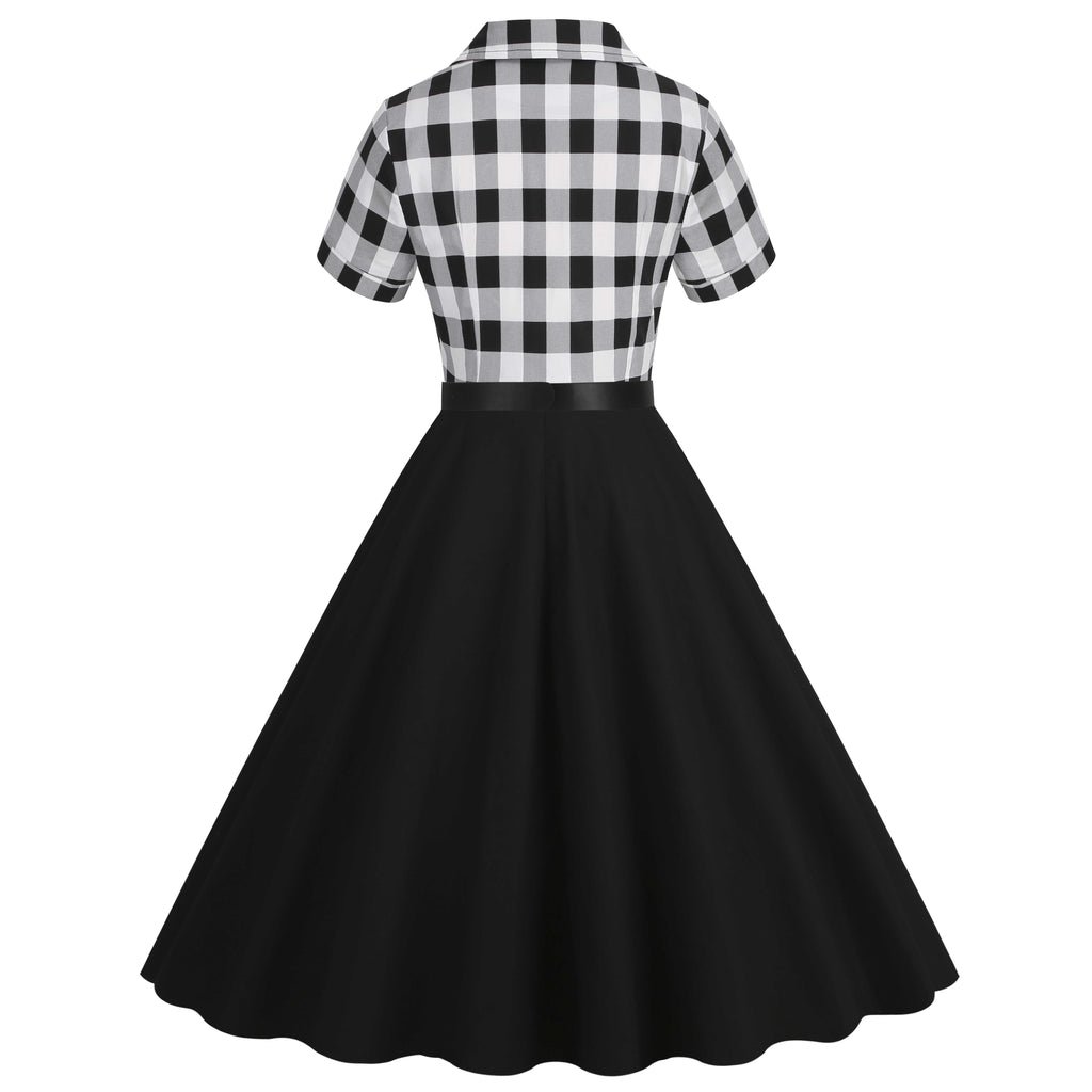 1950s Lapel Contrast Belted Dress — the kind of 1950s dress that makes strangers smile
