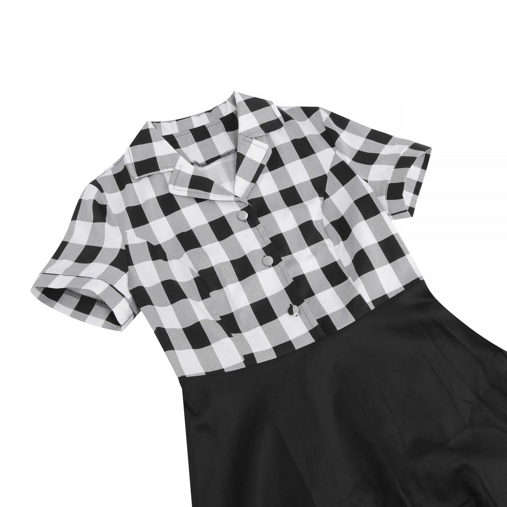 1950s Lapel Contrast Belted Dress — a 1950s silhouette that turns sidewalks into runways