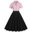 She slips into this 1950s Lapel Contrast Belted Dress and suddenly it's a 1950s daydream
