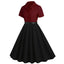 She slips into this 1950s Lapel Contrast Belted Dress and suddenly it's a 1950s daydream