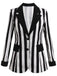 She throws on this 1950s Lapel Contrast Black & White Stripes Blazer and the city feels like 1950s Paris