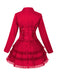 1950s Lapel Double Breasted Layered Skirted Jacket - vintage skirt, retro style, elegant red